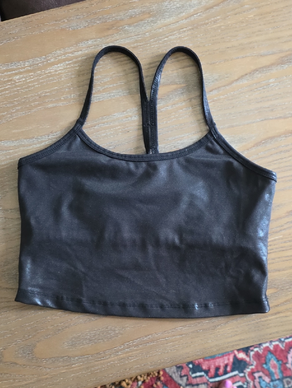 Beyond Yoga Black Shiny Bra Top